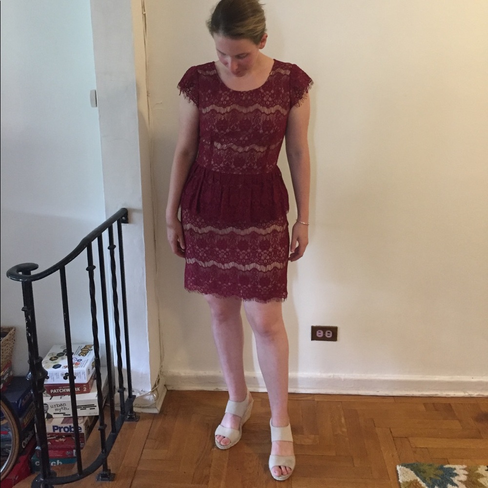 Anthropologie Lace Peplum Dress - M